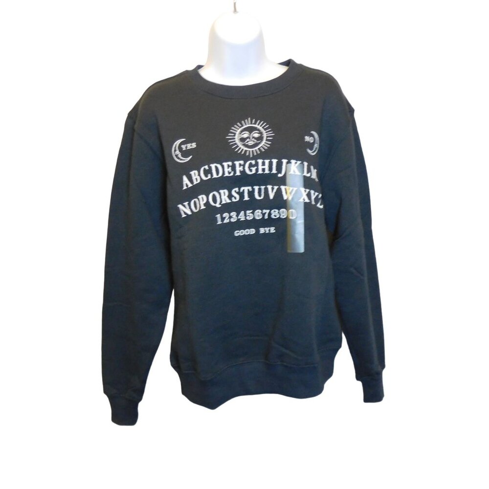 Ouija Women's Oversized Long Sleeve Fleece Ouija Board Sweatshirt Black Size Sm